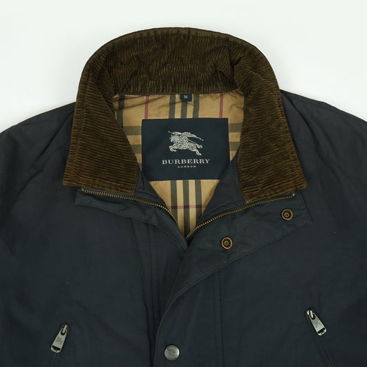 Vintage Burberry London Waxed Cotton Field Jacket with Nova Check Lining In Medium