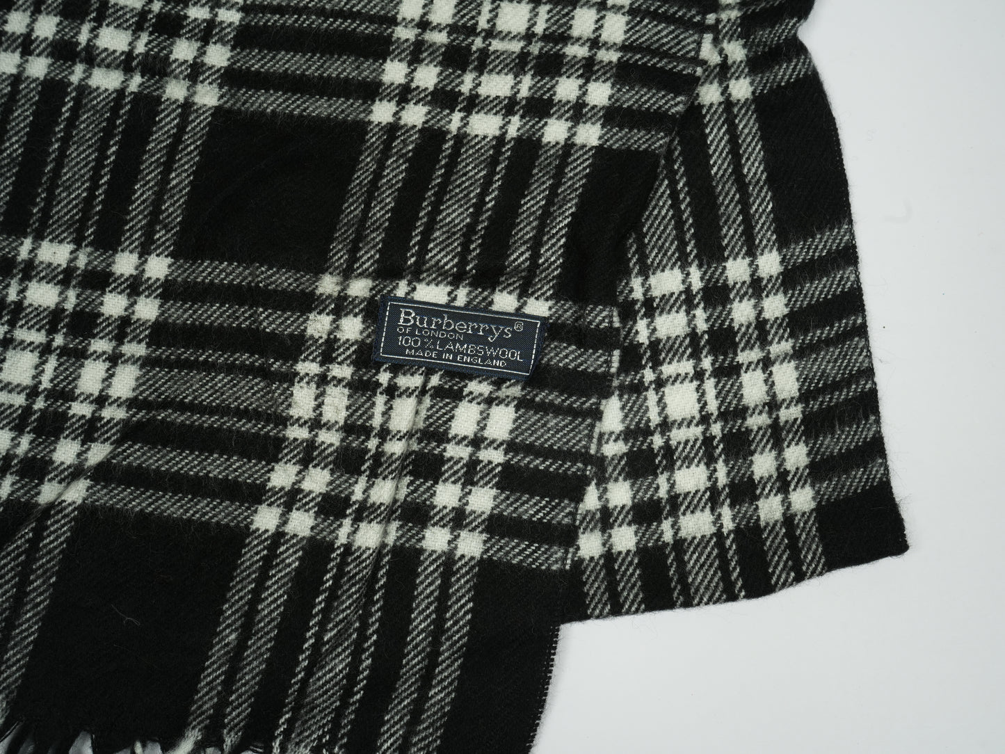 Vintage Burberrys of London Check Scarf - 100% Lambswool Made in England