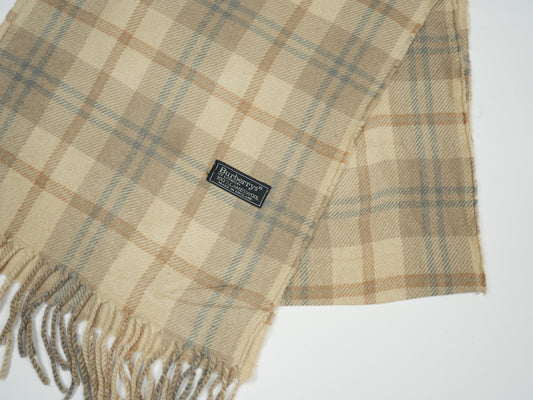 Vintage Burberrys of London Check Scarf - 100% Lambswool Made in England