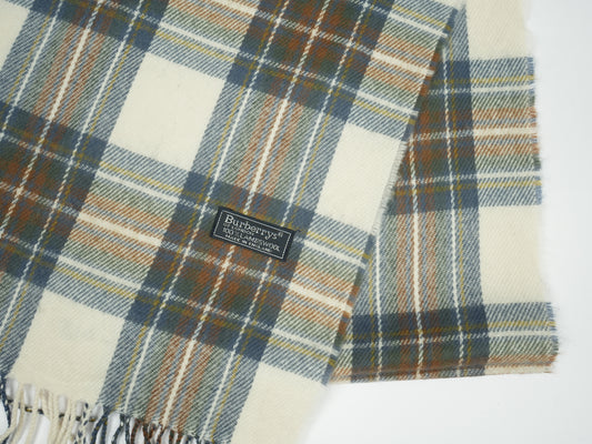 Vintage Burberrys of London Check Scarf - 100% Lambswool Made in England