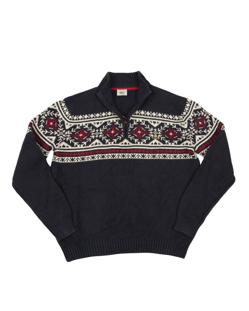 Lacoste Izod Men’s Quarter-Zip Fair Isle knit Sweater
