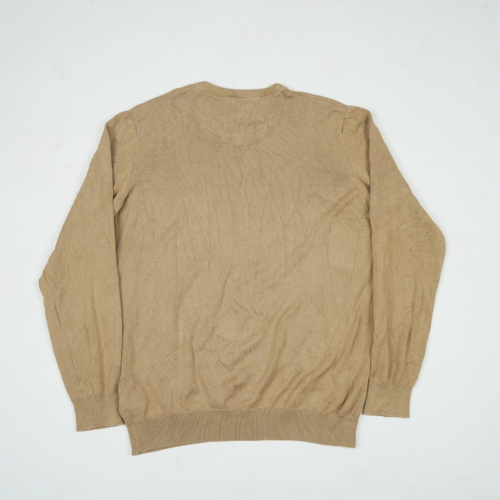 Lacoste Men's  Beige Wool Crew Neck Sweater
