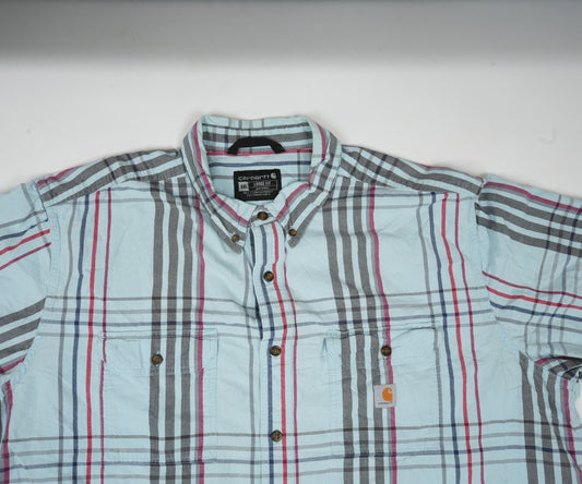 Carhartt Men's Blue Plaid Shirt | Short Sleeves