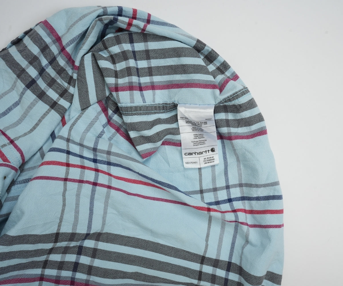 Carhartt Men's Blue Plaid Shirt | Short Sleeves