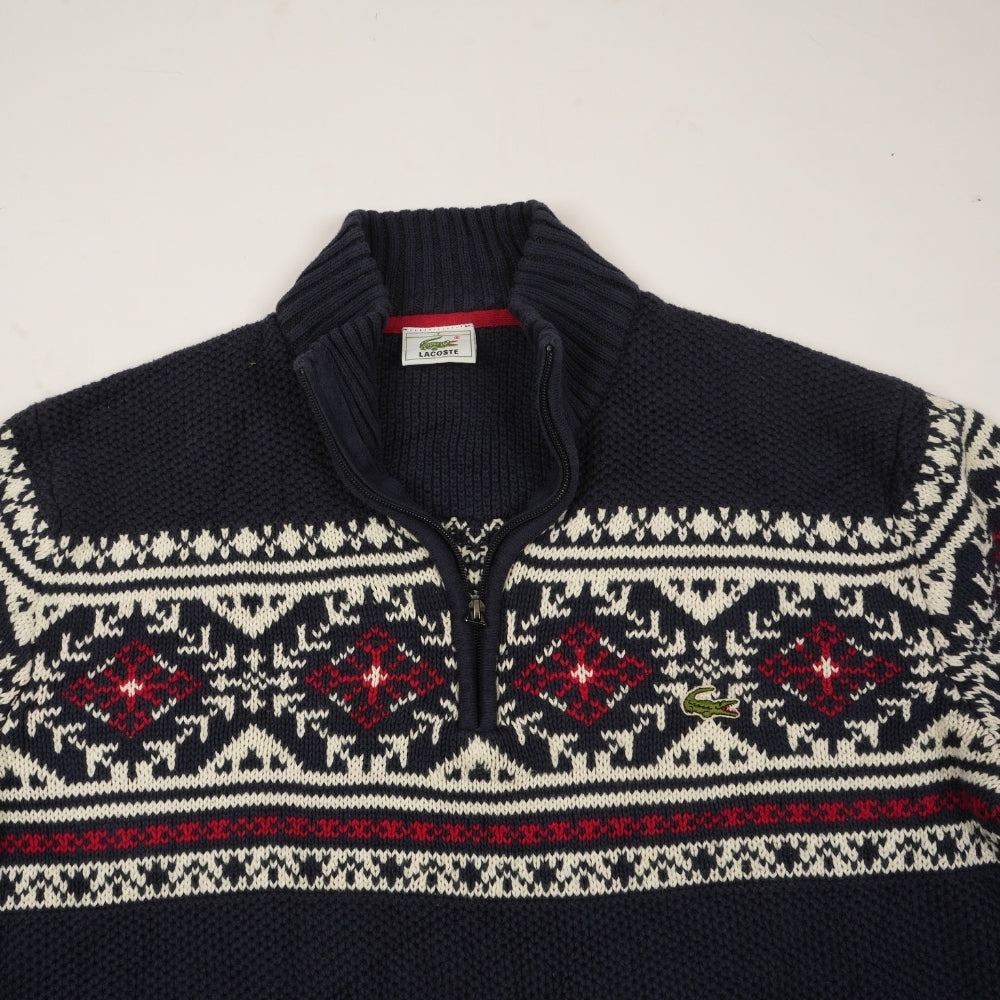 Lacoste Izod Men’s Quarter-Zip Fair Isle knit Sweater