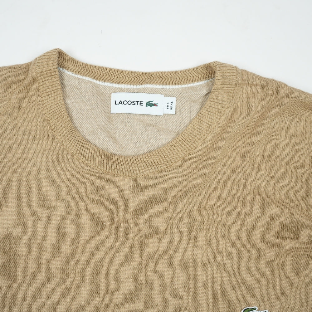 Lacoste Men's  Beige Wool Crew Neck Sweater