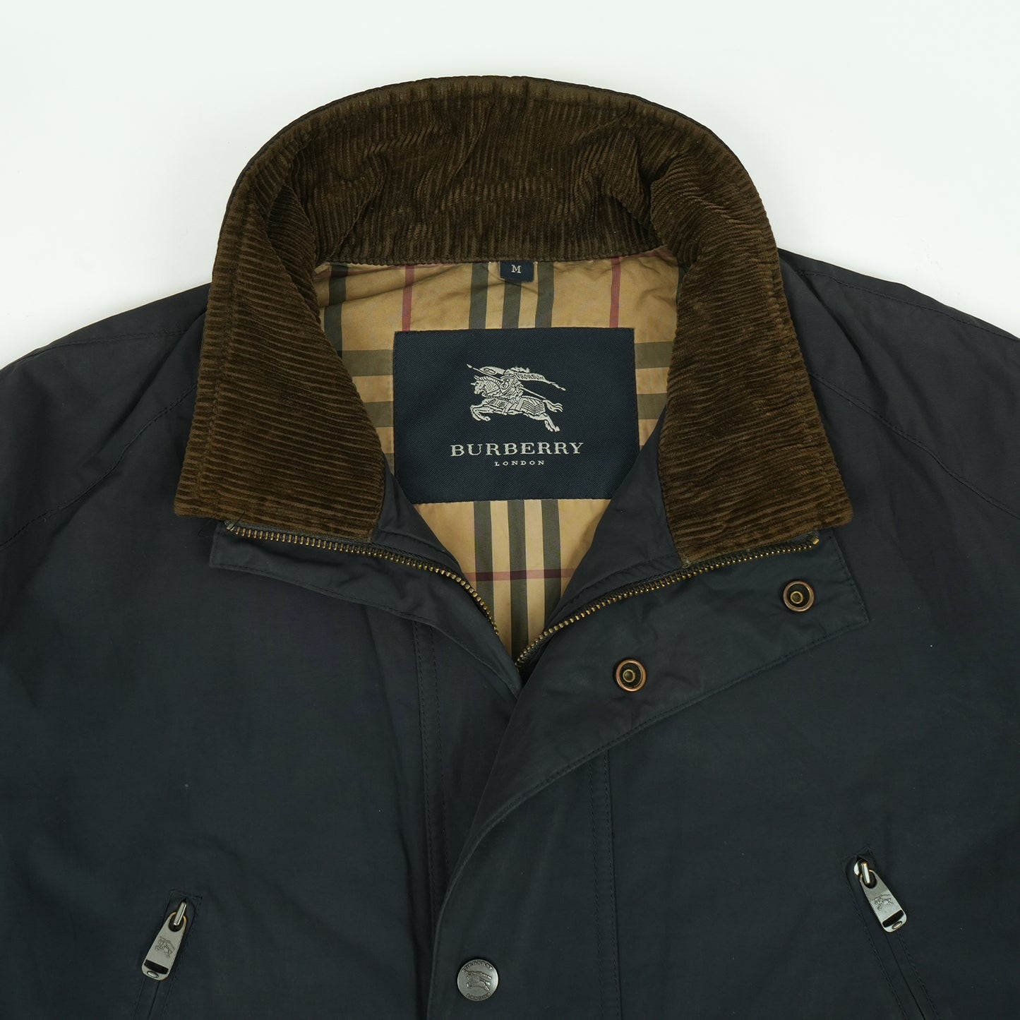 Vintage Burberry London Waxed Cotton Field Jacket with Nova Check Lining In Medium