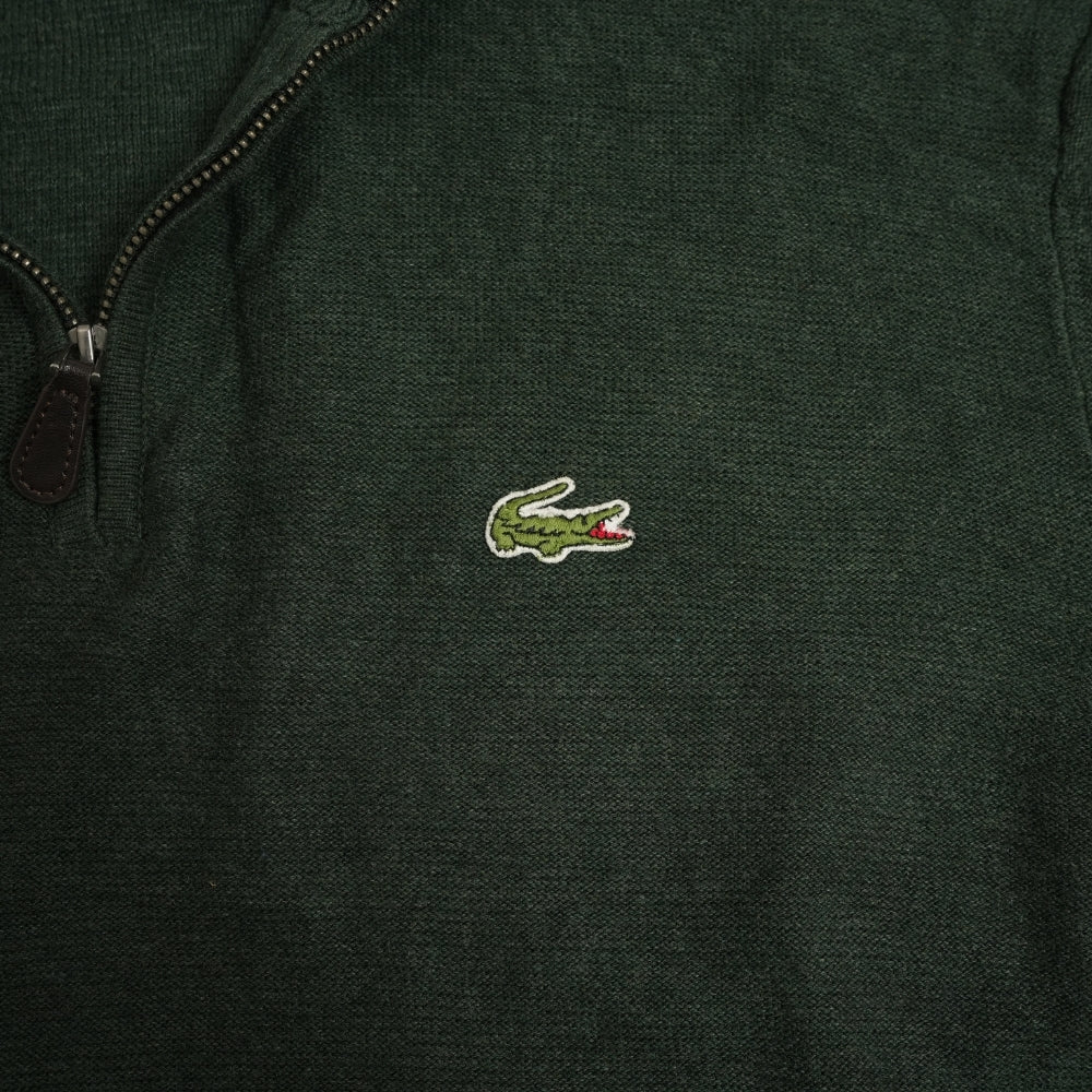 Lacoste Men's Vintage Zip-Up High-Neck Cotton Sweater