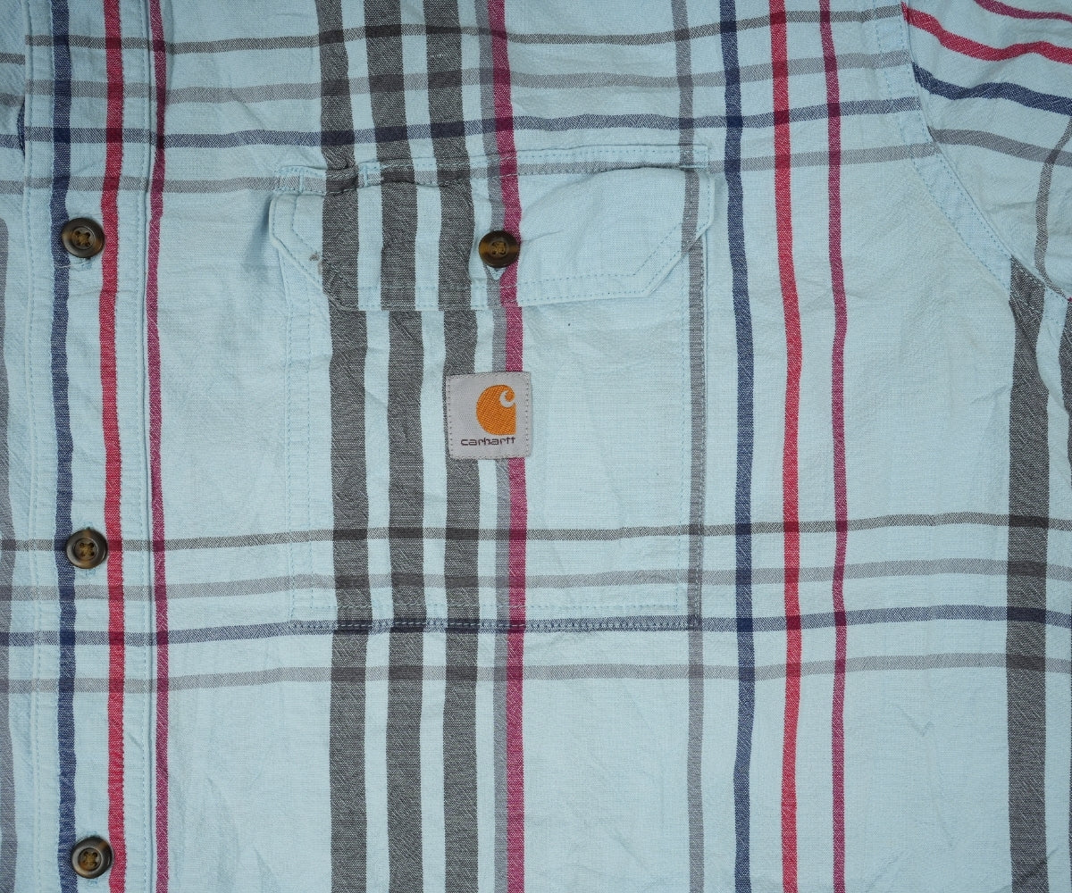 Carhartt Men's Blue Plaid Shirt | Short Sleeves