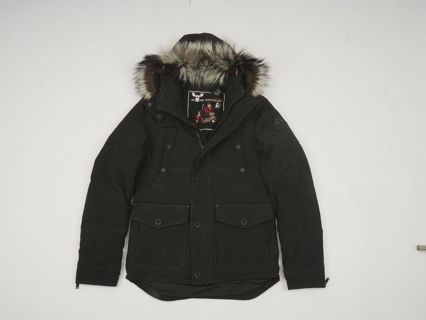 Moose Knuckles Men’s Luxury Down Winter Parka - Black with Genuine Fur Hood