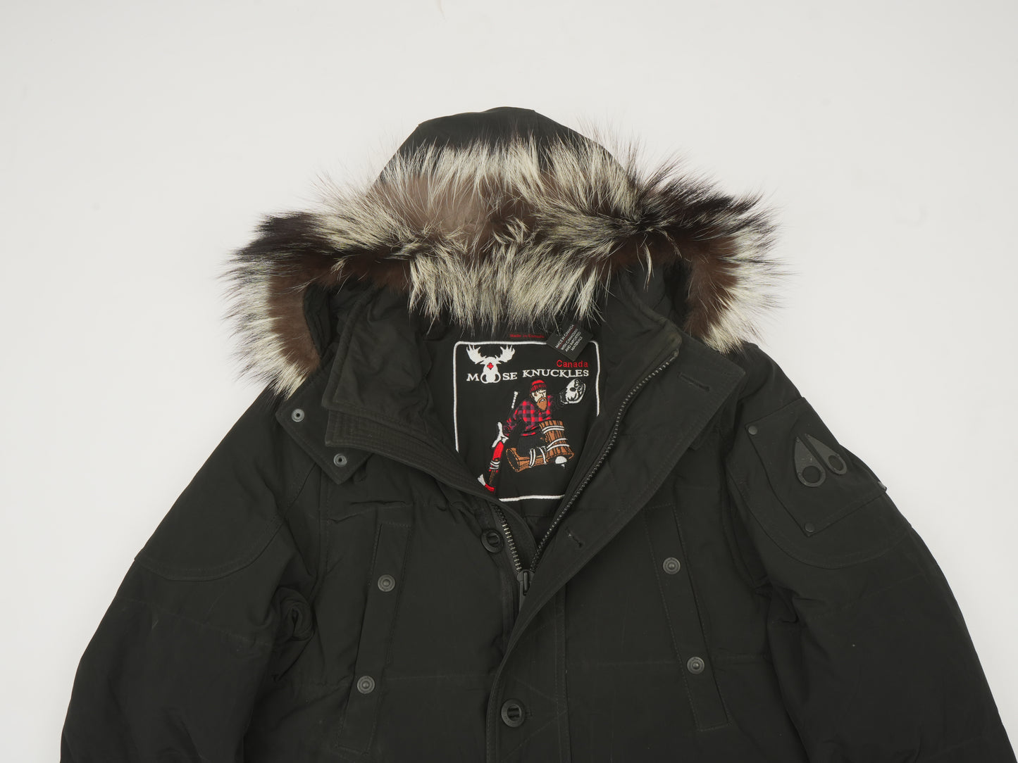 Moose Knuckles Men’s Luxury Down Winter Parka - Black with Genuine Fur Hood