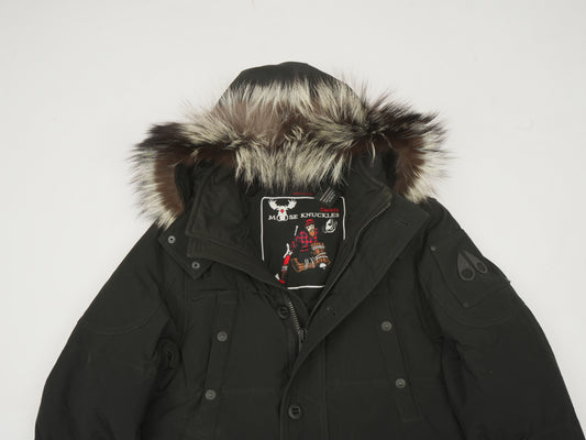 Moose Knuckles Men’s Luxury Down Winter Parka - Black with Genuine Fur Hood