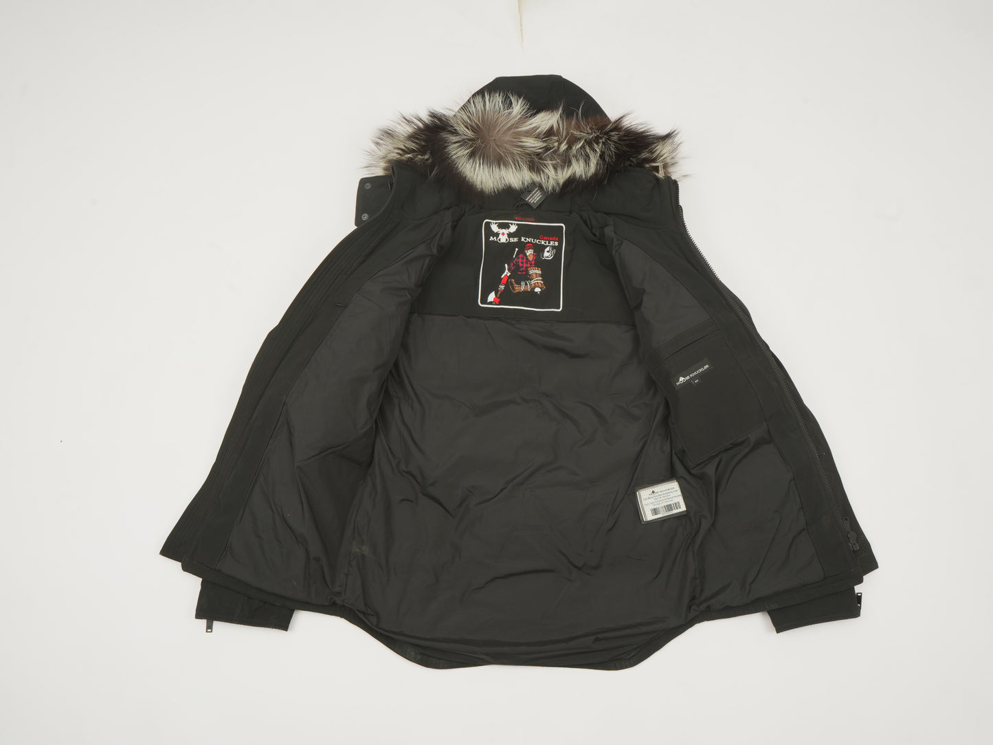 Moose Knuckles Men’s Luxury Down Winter Parka - Black with Genuine Fur Hood
