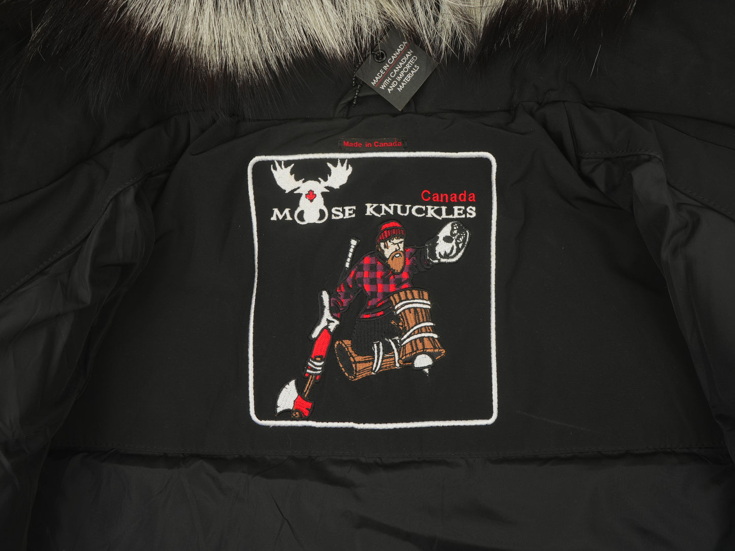 Moose Knuckles Men’s Luxury Down Winter Parka - Black with Genuine Fur Hood