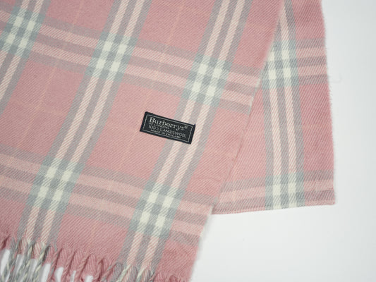 Vintage Burberrys of London Check Scarf - 100% Lambswool Made in England